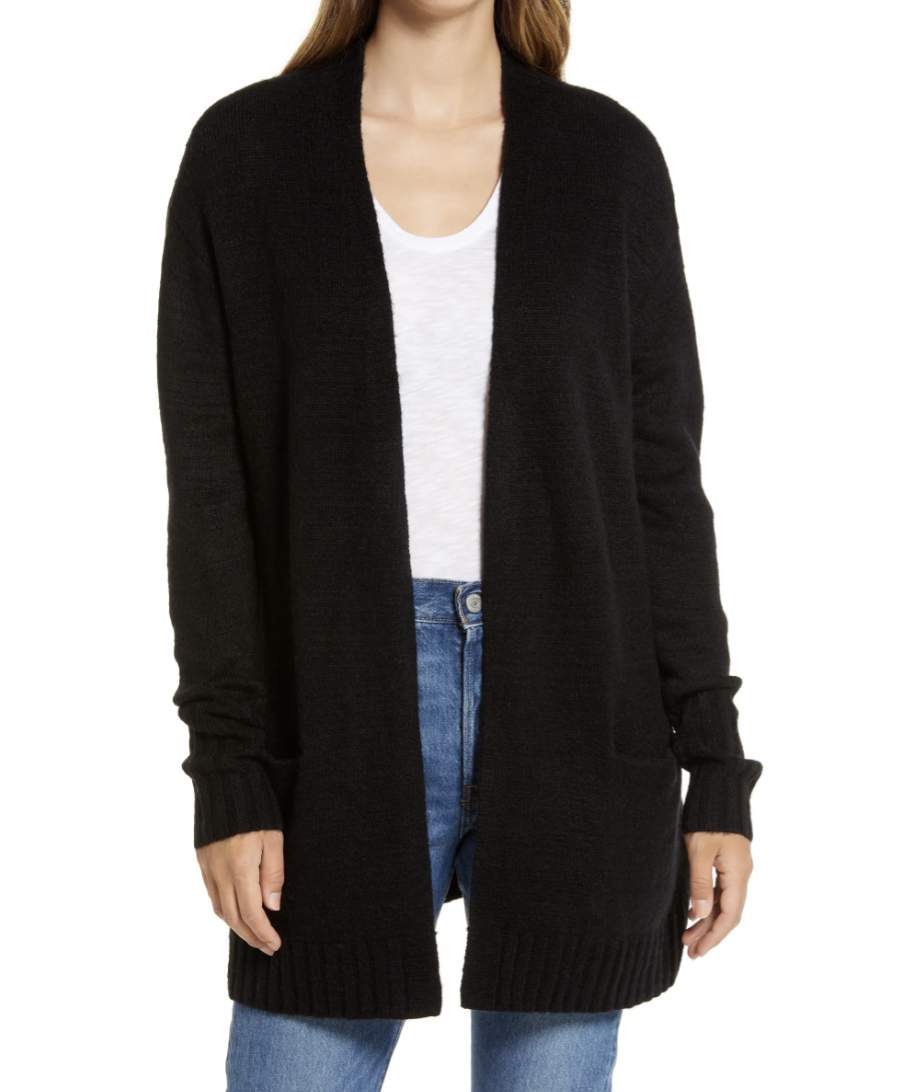 Caslon Open Front Cardigan in Black (Photo via Nordstrom)