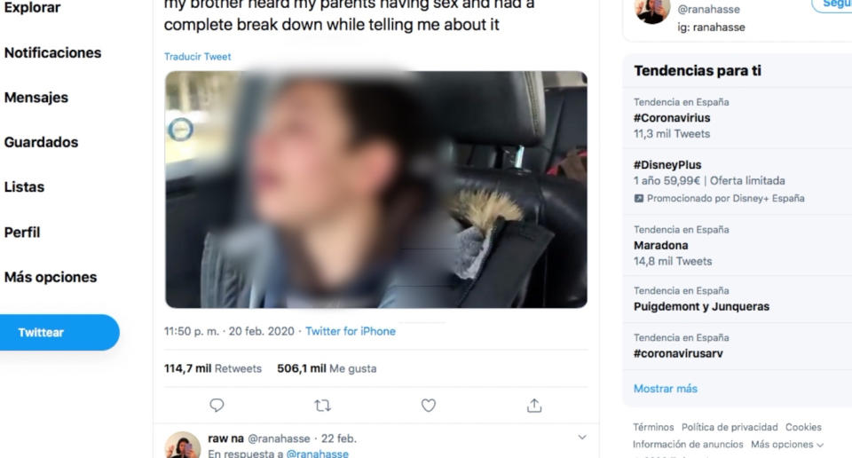 La hermana del menor fue la que compartió el vídeo en las redes sociales en las que ya lleva más de 8,6 millones de visualizaciones. (Crédito: Twitter/@ranahasse)