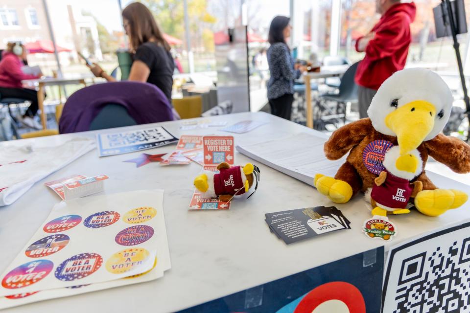 One of the information tables set up by BC Votes during a registration drive.