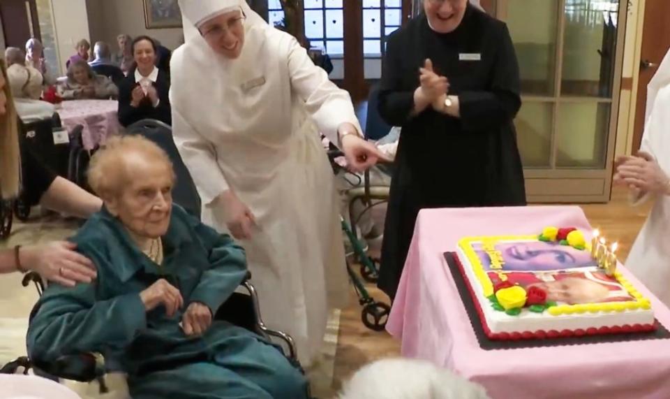For her birthday, she told staff all she wanted was a bingo birthday party and she got just that, complete with a cake that had her photos on it. CBS