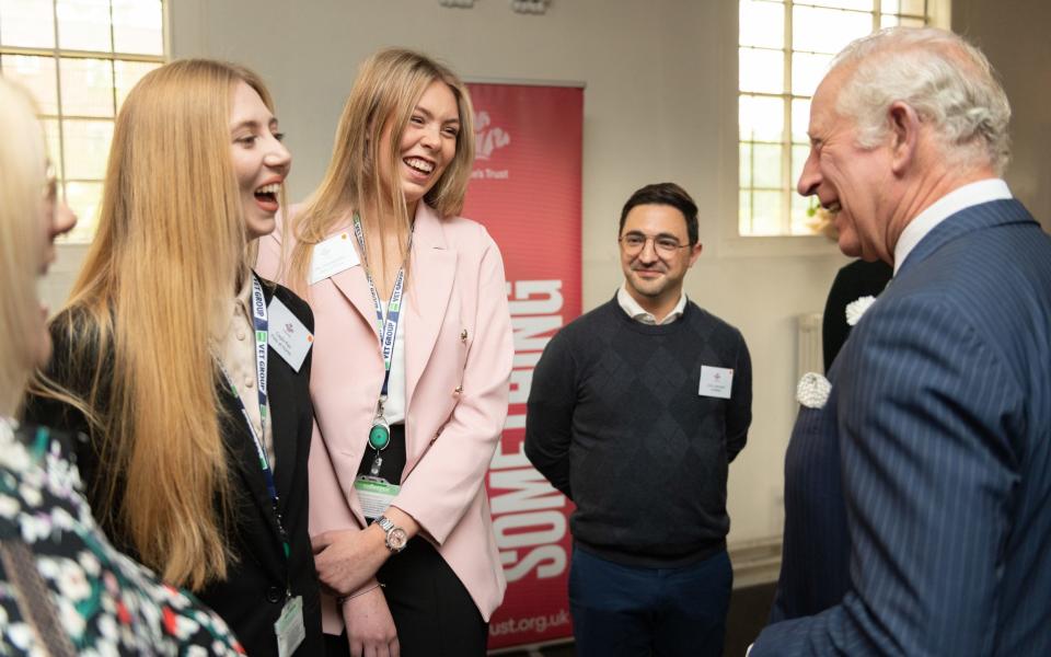 The Prince of Wales chats to young people supported by The Prince's Trust through the UK Government's Kickstart Scheme - The Prince’s Trust/PA Wire