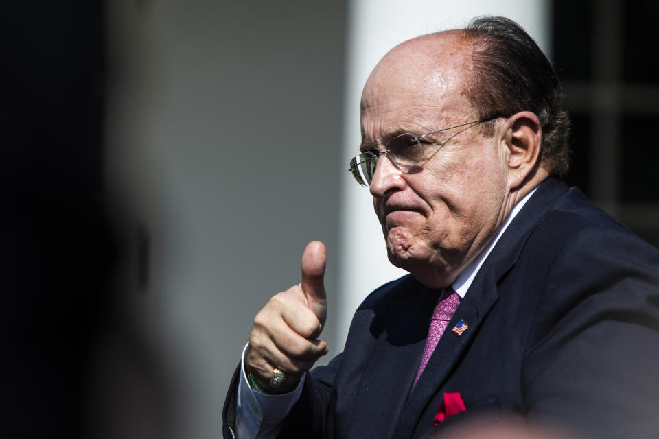 Rudy Giuliani stands as President Donald J. Trump participates in a signing ceremony for H.R. 1327, an act to permanently authorize the September 11th victim compensation fund, in the Rose Garden at the White House on July 29, 2019 in Washington, DC. (Photo: Jabin Botsford/The Washington Post via Getty Images)