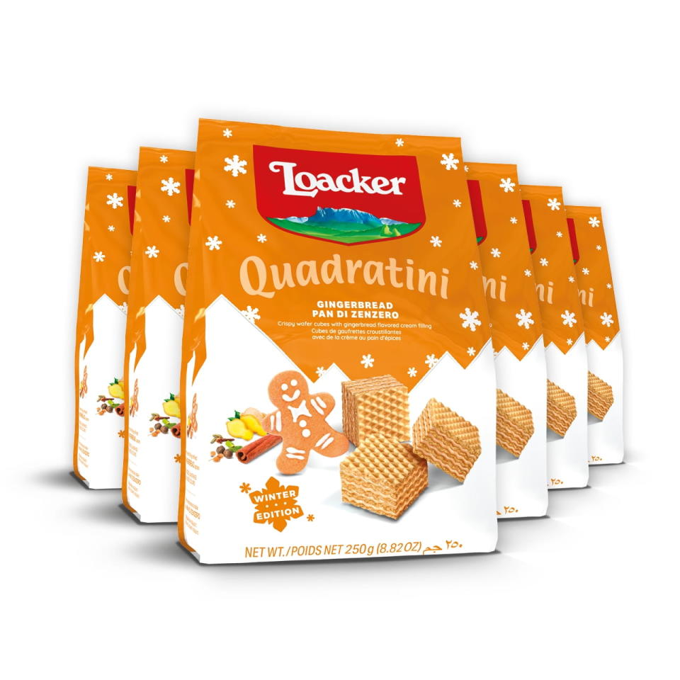 <p><a href="https://go.redirectingat.com?id=74968X1596630&url=https%3A%2F%2Fwww.walmart.com%2Fip%2FLoacker-Quadratini-Gingerbread-Bite-size-Wafer-Cookie-8-82-oz-Pack-of-6%2F1520463345&sref=https%3A%2F%2Fwww.thepioneerwoman.com%2Fholidays-celebrations%2Fg46002932%2Fnew-christmas-treats-2023%2F" rel="nofollow noopener" target="_blank" data-ylk="slk:Shop Now;elm:context_link;itc:0;sec:content-canvas" class="link ">Shop Now</a></p><p>Loacker Quadratini Gingerbread Wafer Cookies</p><p>walmart.com</p><p>$26.99</p><span class="copyright">Walmart</span>