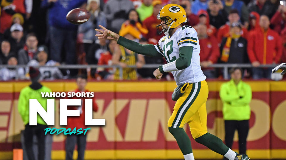 Aaron Rodgers led the Green Bay Packers to victory in Kansas City on Sunday night. (Photo by Peter Aiken/Getty Images)