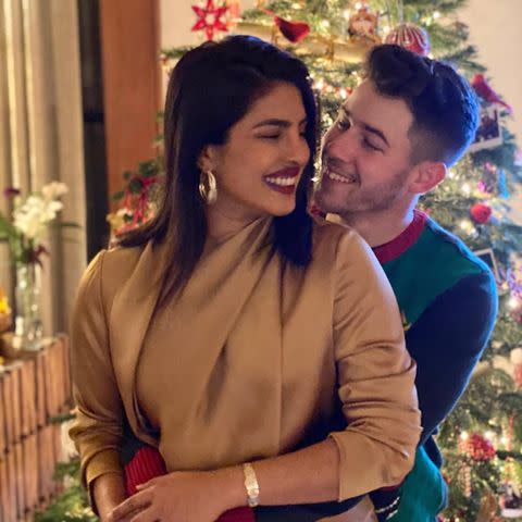 Nick Jonas and Priyanka Chopra Celebrating Christmas
