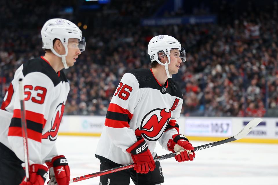 New Jersey Devils forward Jesper Bratt (63) will make his first NHL All-Star appearance because teammate Jack Hughes (86) is injured.