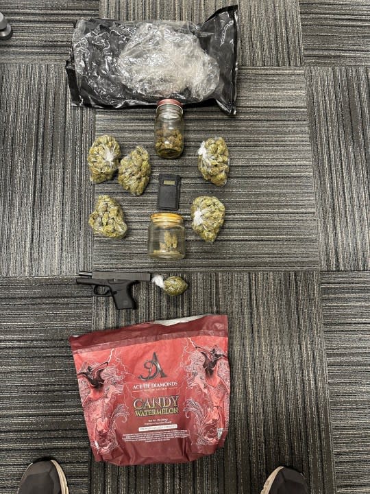 Photo of items uncovered during a search warrant, according