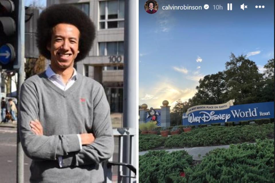 Former GB News host Calvin Robinson is crowdfunding to ‘keep a roof over his head’ – from Disney World <i>(Image: Instagram/archive)</i>