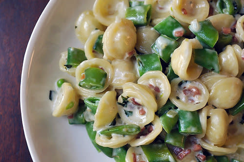 <strong>Get the <a href="http://food52.com/recipes/4118-pasta-with-prosciutto-snap-peas-mint-and-cream" target="_blank">Pasta with Prosciutto, Snap Peas, Mint and Cream recipe</a> by lechef via Food52</strong>