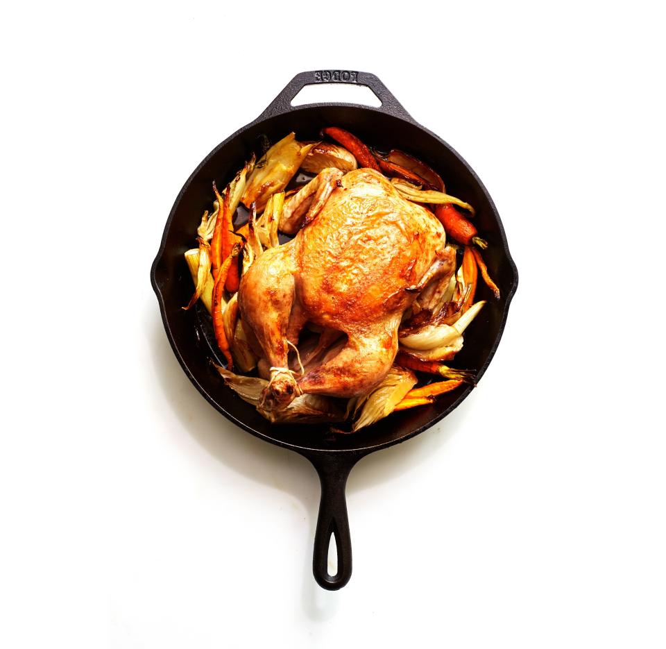 Cast-Iron Roast Chicken with Fennel and Carrots