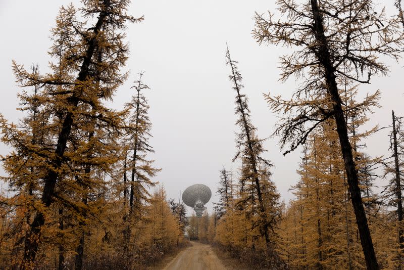 FILE PHOTO: The former Soviet television station, that is now used by the Northeast Science Station, stands outside the town of Chersky