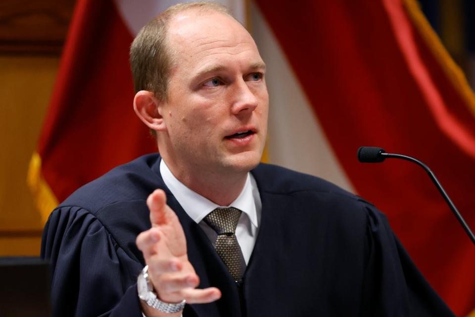 Fulton County Superior Judge Scott McAfee presides in court, Friday, March, 1, 2024, in Atlanta (AP)