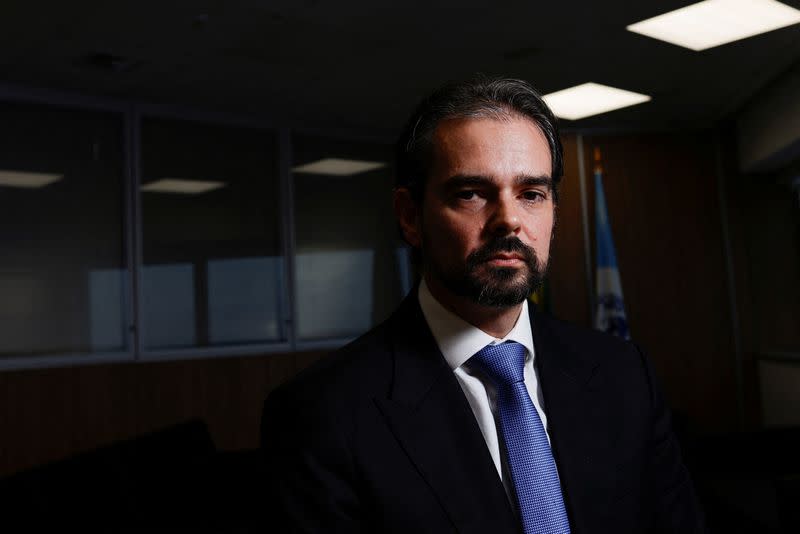 Director of the Federal Police's International Cooperation department and Interpol Vice-President for the Americas, Valdecy Urquiza, poses for a picture during an interview with Reuters in Brasilia