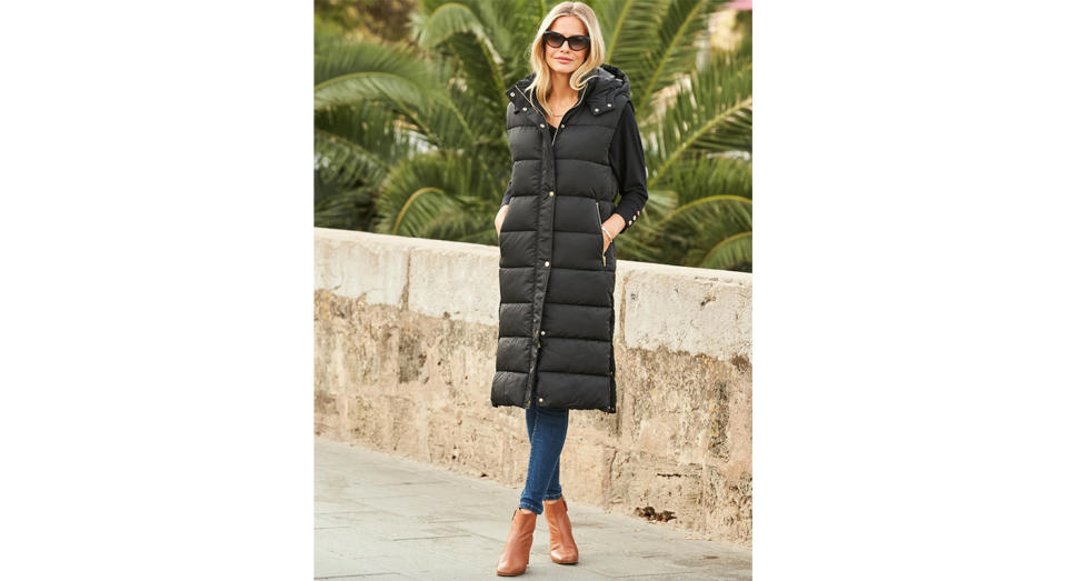 Padded Hooded Longline Puffer Gilet
