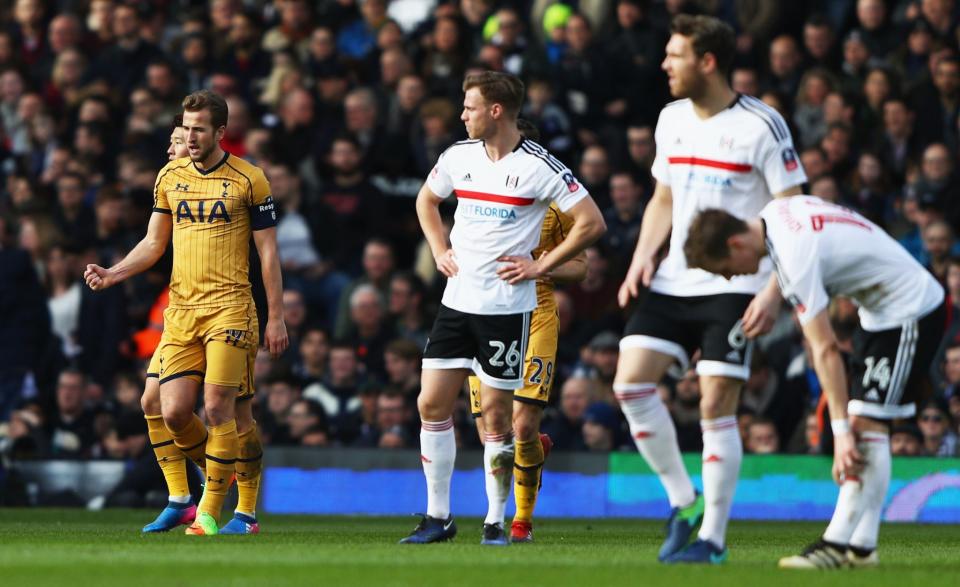 <p>Harry Kane celebrates opening the scoring </p>