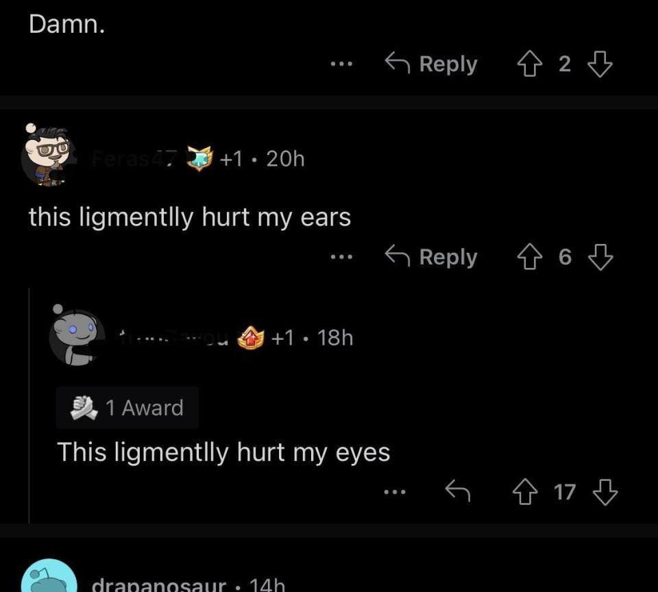 Person misspelling legitimately as "ligmentlly"