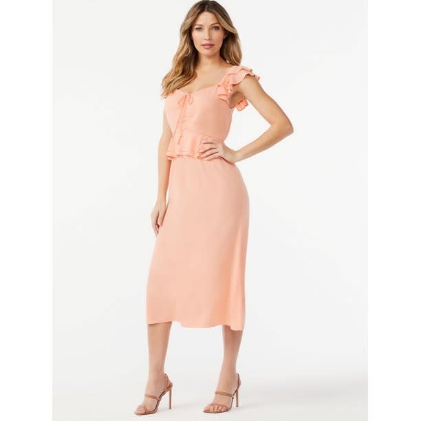 Sofia Jeans by Sofia Vergara Ruffle Sweetheart Midi Dress