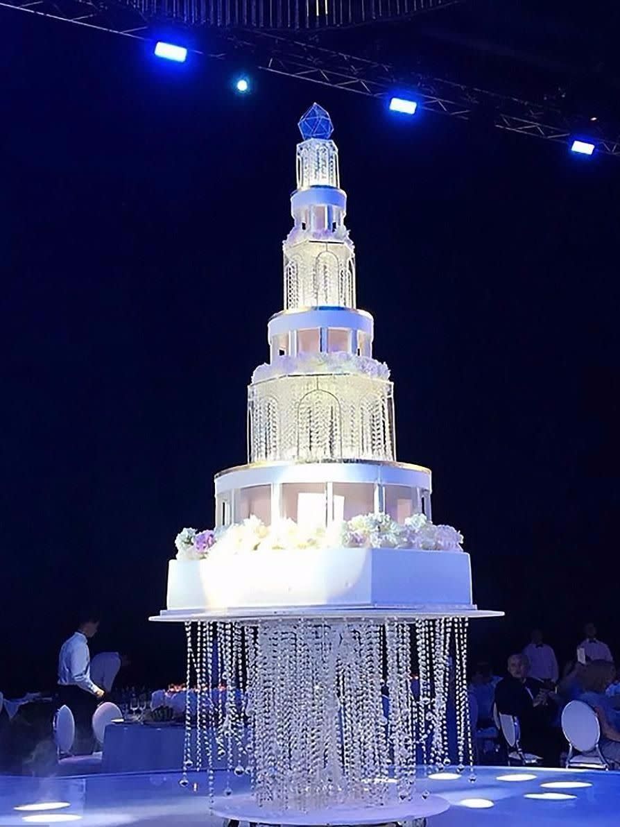 NBD, just an eight-tier wedding cake suspended in mid-air. Source: Instagram