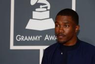 Frank Ocean arrives at the Staples Center for the 55th Grammy Awards in Los Angeles, California, February 10, 2013