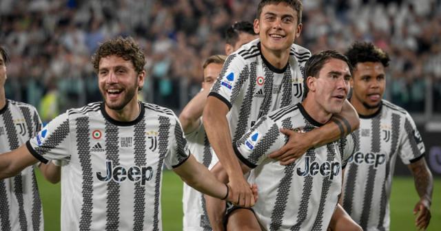 Reported Chelsea target Dusan Vlahovic celebrates a win with his Juventus teammates Credit: Alamy
