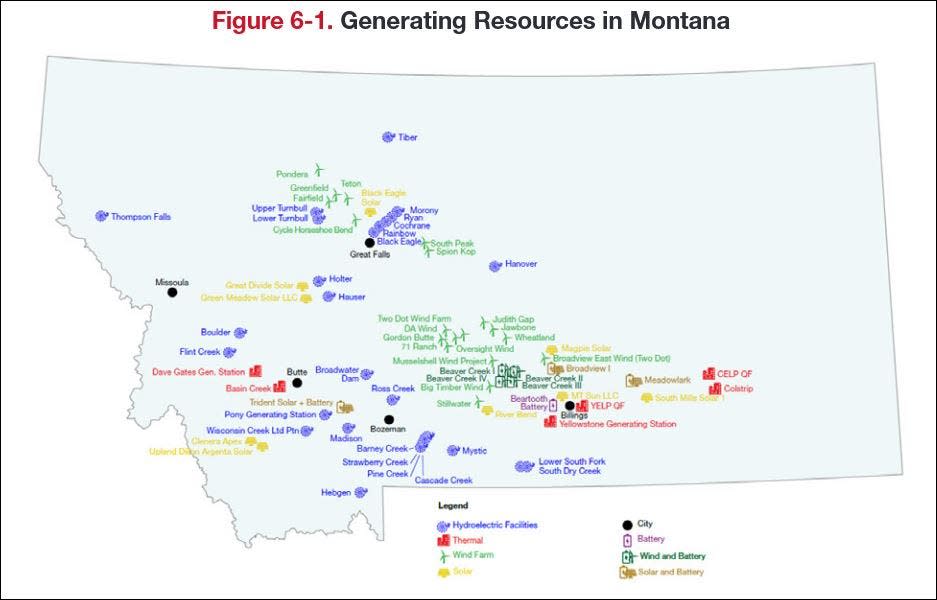 Map of NorthWestern Energy's assets spread across Montana. The company serves approximately 750,000 customers across Montana.