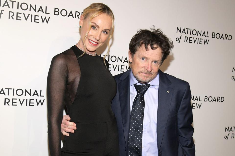 <p>Kristina Bumphrey/Variety via Getty Images</p> Tracy Pollan and Michael J. Fox at the National Board of Review Awards Gala in New York City on Jan. 11, 2024