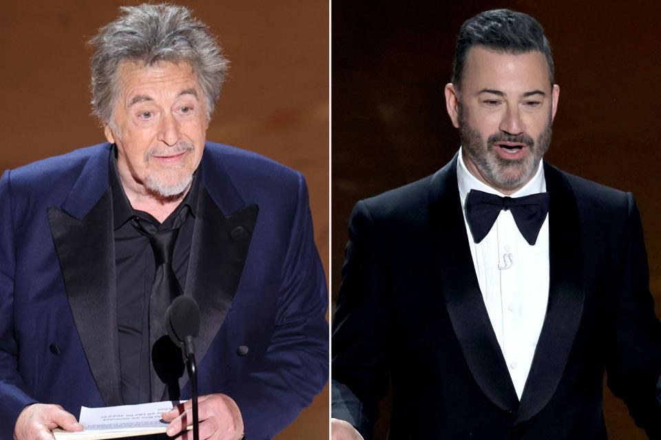 <p>Rich Polk/Variety via Getty, Kevin Winter/Getty</p> Al Pacino and Jimmy Kimmel at the 2024 Oscars