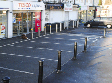 Council blocks Tesco parking with bollards