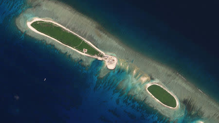 FILE PHOTO - Satellite photo shows Chinese-controlled North Island, part of the Paracel Islands group in the South China Sea, on September 29, 2017. Planet Labs/Handout via REUTERS