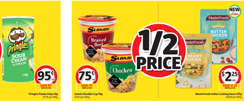 A screenshot from catalogue showing half-price specials.