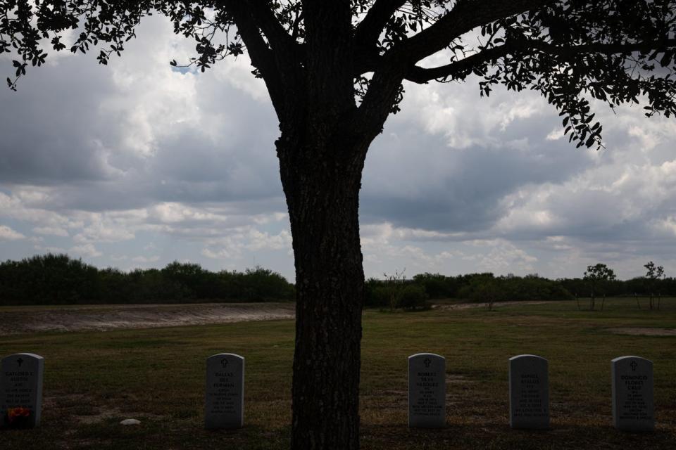 Headstones are placed in a new urn interment site at the Coastal Bend State Veterans Cemetery on Friday, Sept. 22, 2023, in Corpus Christi, Texas.