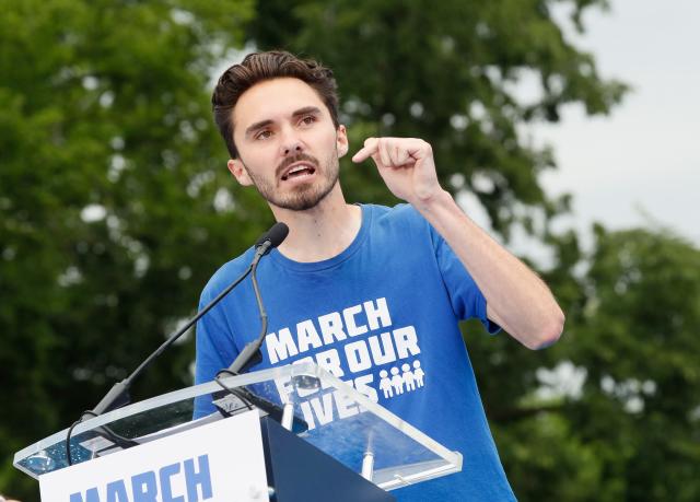 David Hogg, who survived a mass shooting at Marjory Stoneman Douglas High School in Parkland, Florida, in 2018, speaks during the March for Our Lives on June 11, 2022, in Washington, D.C.