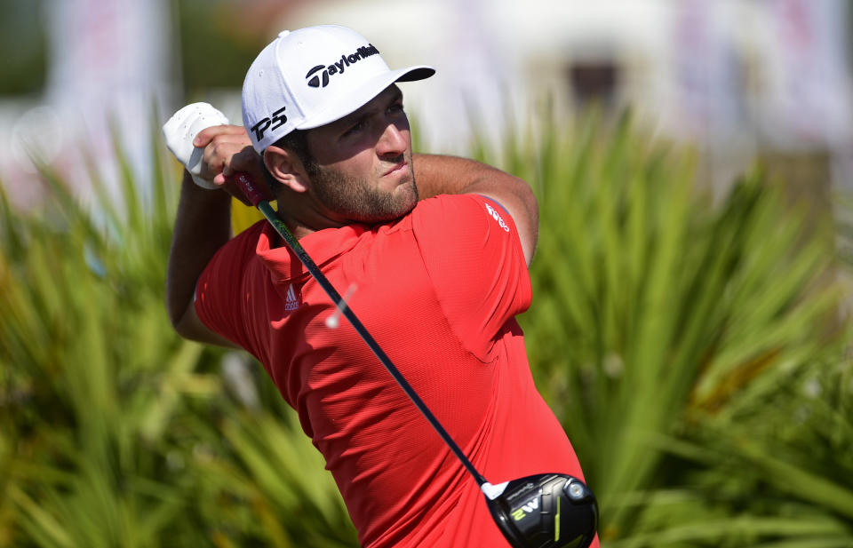 Spain's Jon Rahm hits from the fourth tee during the last round of the Hero World Challenge at Albany Golf Club in Nassau, Bahamas, Sunday, Dec. 2, 2018. (AP Photo/Dante Carrer)