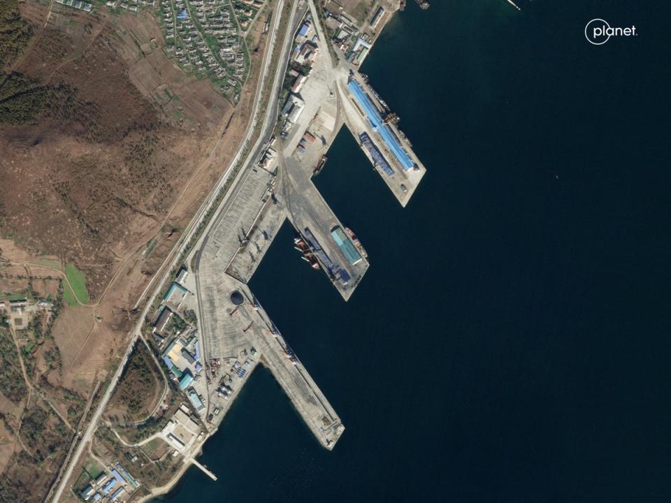 A satellite image shows a port in Rason, North Korea (via REUTERS)