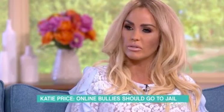 Katie Price dropped the N-word twice during an appearance on This Morning.