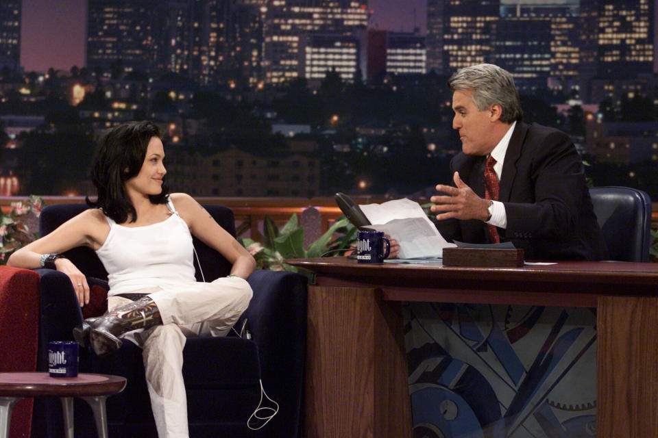 Close-up of Angie on Jay Leno's show