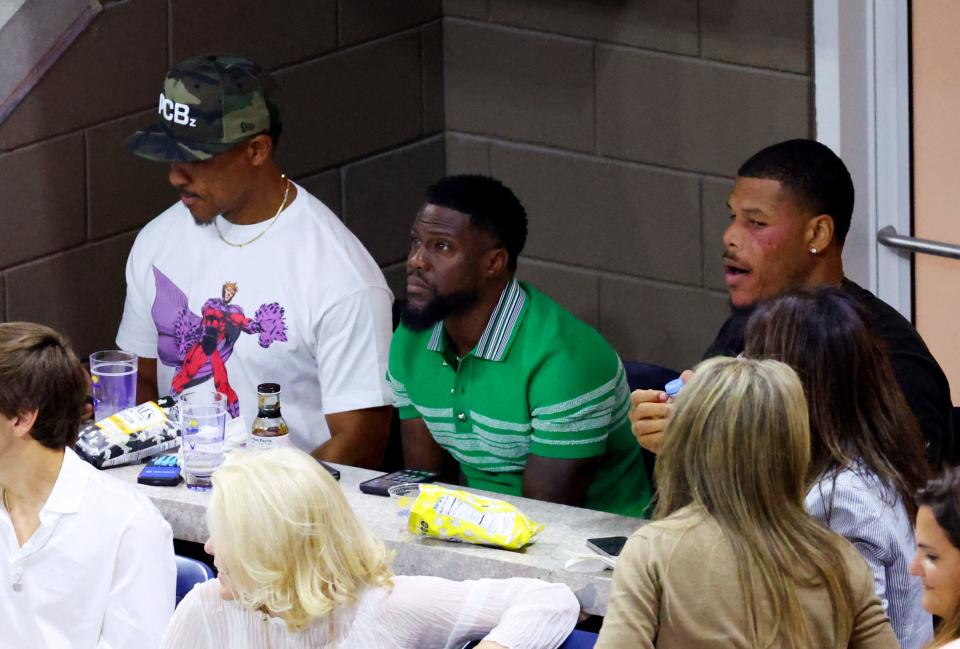 Tennis - U.S. Open - Flushing Meadows, New York, United States - September 3, 2024 Actor Kevin Darnell Hart is seen in the stands during the match REUTERS/Andrew Kelly