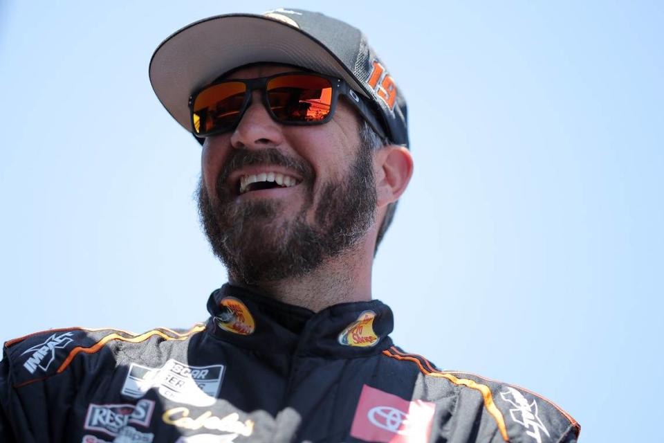 Driver Martin Truex Jr. looks on during practice for the NASCAR Cup Series Cook Out 400 at Richmond Raceway on July 29, 2023, in Richmond, Virginia. (Jonathan Bachman/Getty Images/TNS)