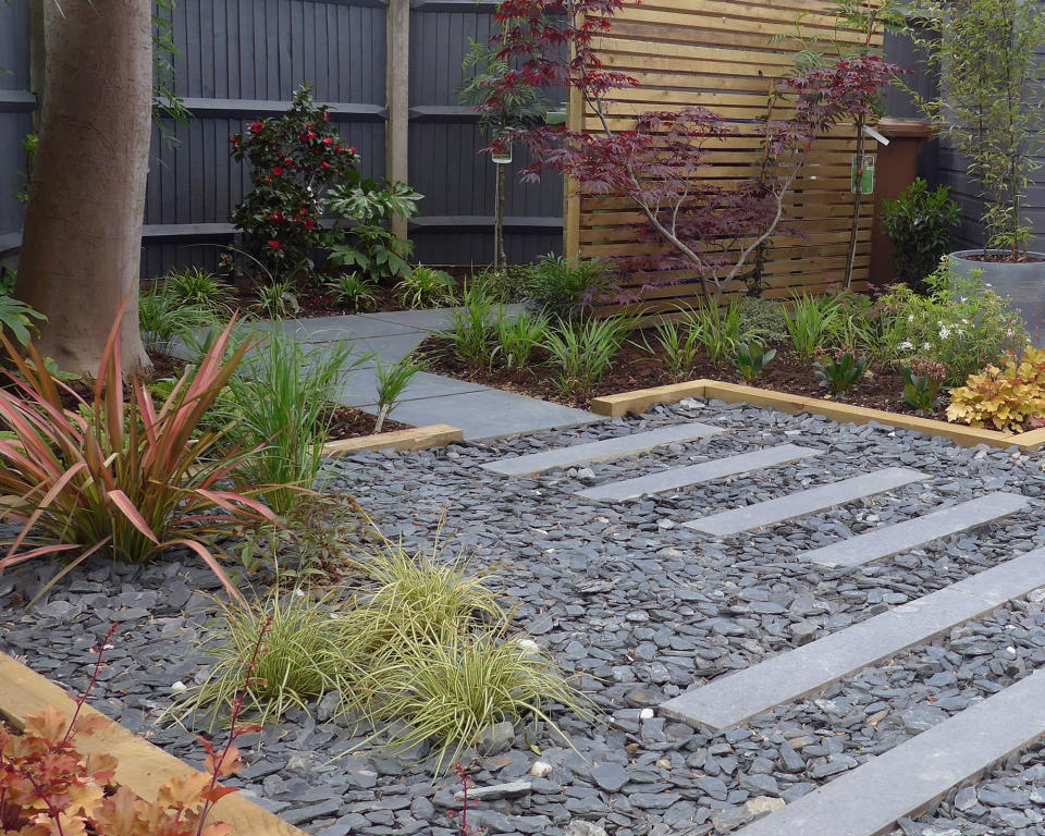 slate chippings used for a patio and path