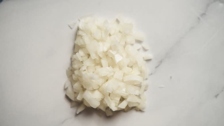 pile of diced onions