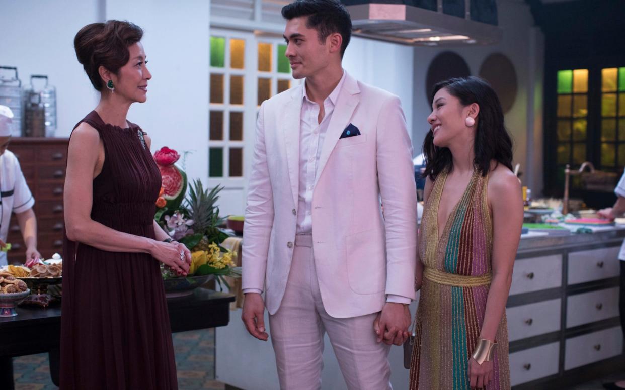 Michelle Yeoh, Constance Wu and Henry Golding in Crazy Rich Asians - Warner Bros. Entertainment