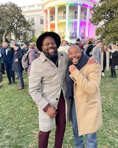 <p>Preston Mitchum/Instagram</p> Preston Mitchum with his fiancé Donald at the White House.