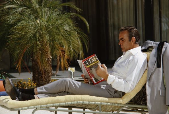 <p>Relaxing on the set of <em>Diamonds Are Forever</em>. </p>