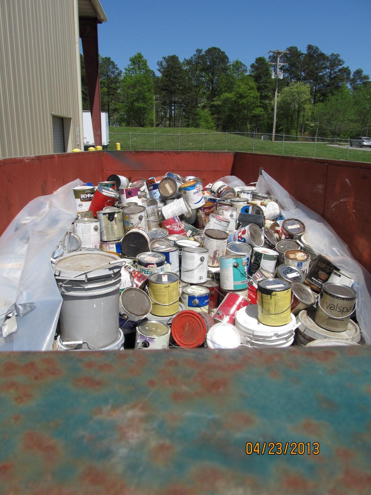 Pictured are paint cans collected by Gaston County during one of its Household Hazardous Waste events.