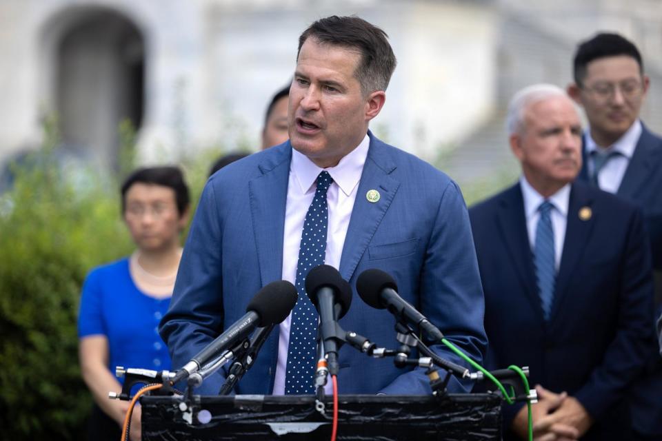 PHOTO: Congressman Seth Moulton speaks during a Capitol Hill news conference in Washington, D.C., on June 4, 2024.  (Anadolu via Getty Images, FILE)