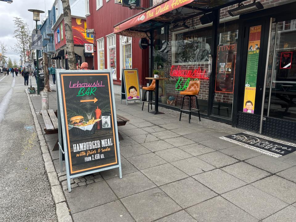 The entrance to Lebowski Bar in Iceland.