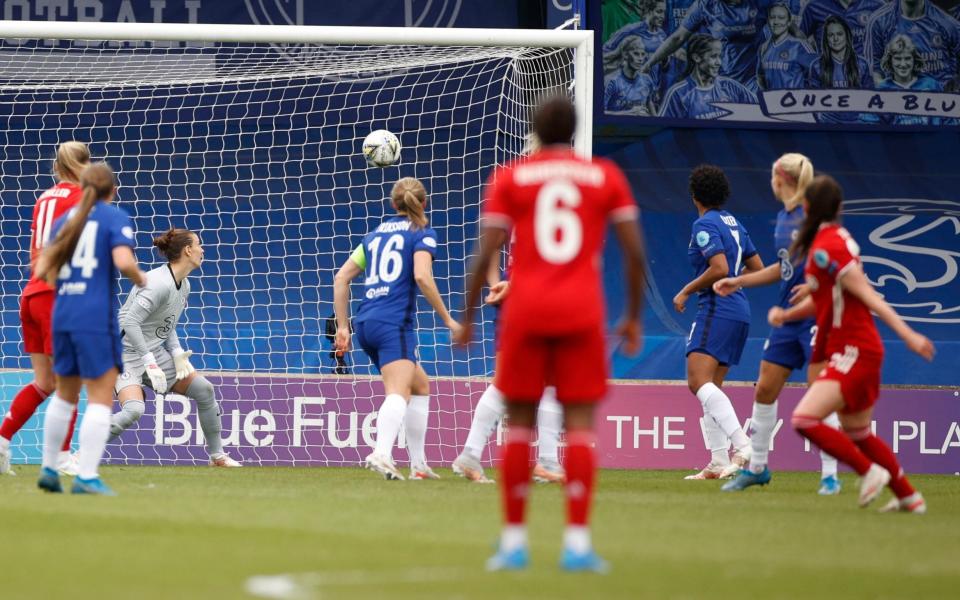 Bayern Munich's Sarah Zadrazil scores their first goal  - Reuters