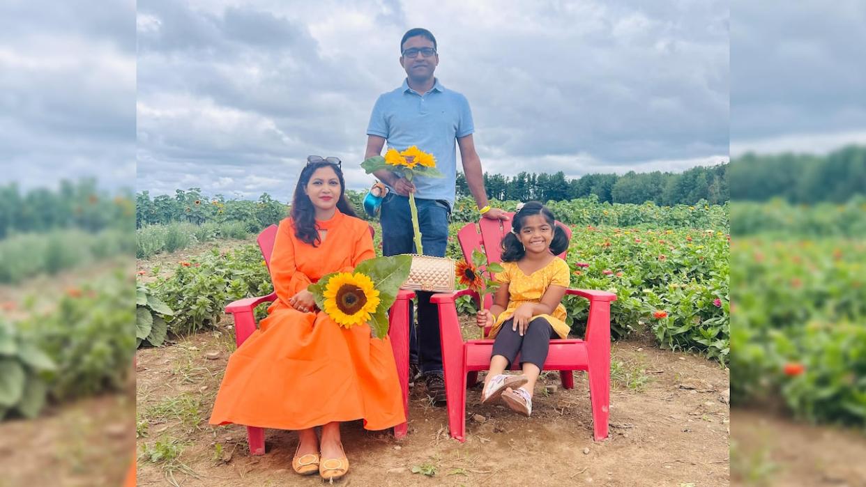 Sharif Rahman, shown with his wife Shayela Nasrin and daughter Shaikha, came to Canada roughly 10 years ago to start a family and a business. Sharif was on life-support in a London, Ont., hospital before dying late last week after he was beaten outside his restaurant. (Submitted by Shayela Nasrin - image credit)