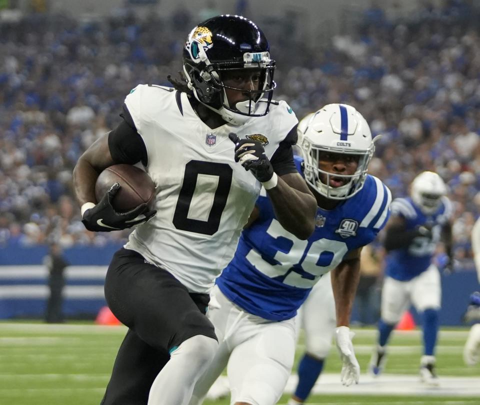 Calvin Ridley had eight receptions for 101 yards and a touchdown in the Jaguars' first game of the 2023 season against the Colts.