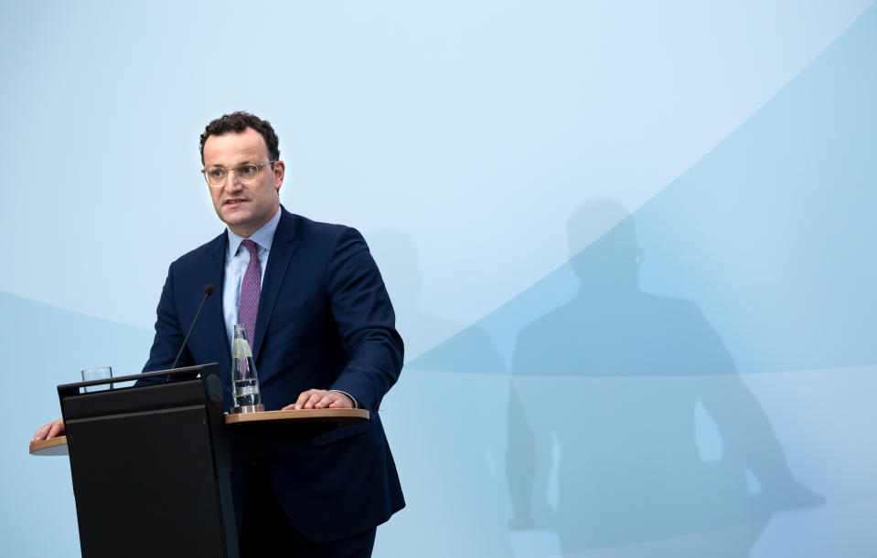 04 September 2020, Berlin: Jens Spahn (CDU), Federal Minister of Health, speaks at a press conference after the video conference of the EU Health Ministers. Photo: Bernd von Jutrczenka/dpa (Photo by Bernd von Jutrczenka/picture alliance via Getty Images)